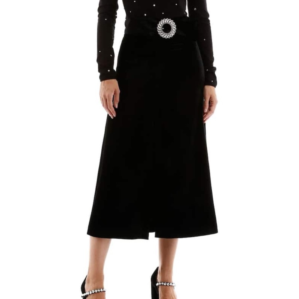 MIU MIU Black Velvet Midi Skirt-NWT-Size:IT-38